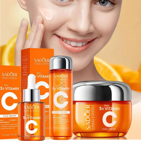 Coffret Vitamine C – Soin Visage Éclat (Sérum + Toner + Crème Hydratante)